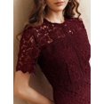 thumbnail image 2 of Burgundy Dress With Short Sleeve And Ruffled Hem, 2 of 30