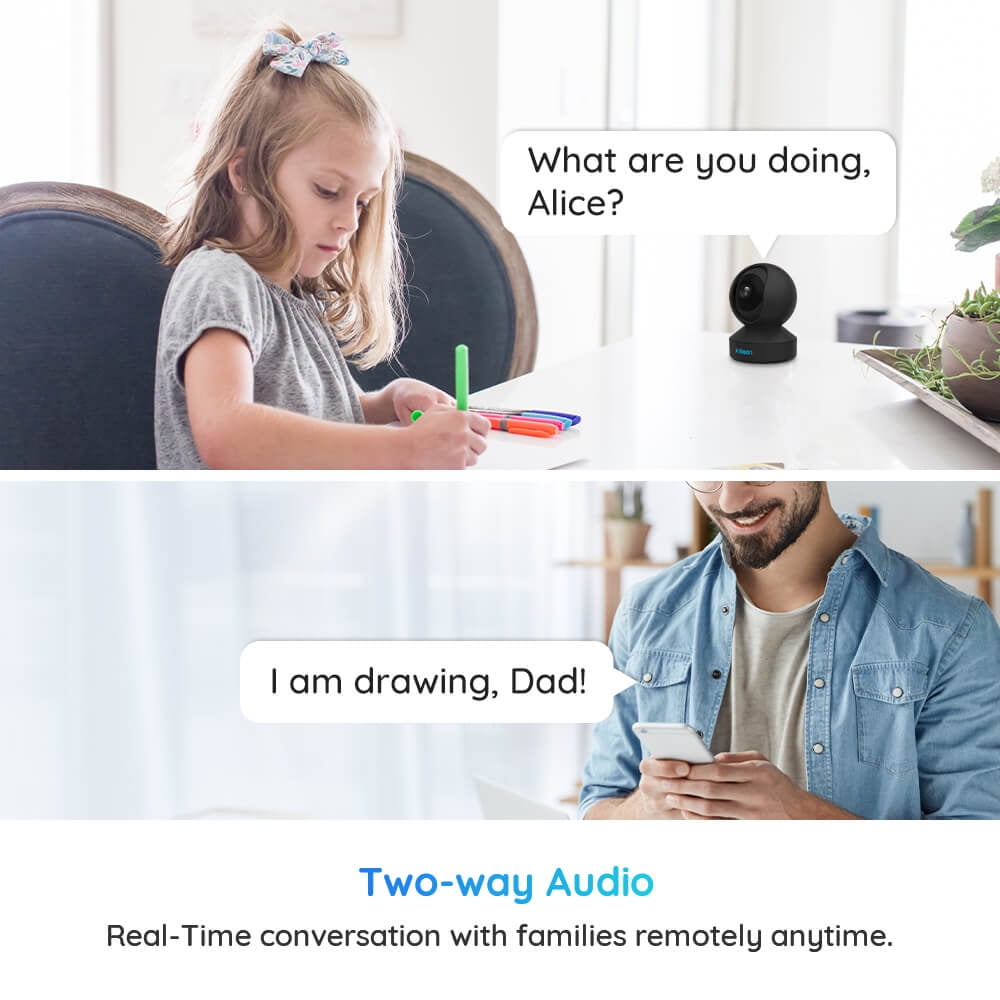 Reolink 4MP Indoor Security Plug-in WIFI Camera System, Pan Tilt Wireless Surveillance Camera for Home with Night Vision, Pet cam/Baby Monitor, Two-Way Talk, E1 Series PT Black Cam Wireless 4MP