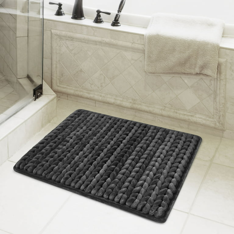 Bathroom Rugs, Chenille Bath Mats Microfiber, Charcoal Gray,17x24, Mayshine