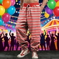thumbnail image 2 of Elastic Waist Pants for Men Color Block Mardi Gras Printed Exercise Pants Comfy Relaxed Fit Joggers Sweatpants 05-Red XXL, 2 of 5