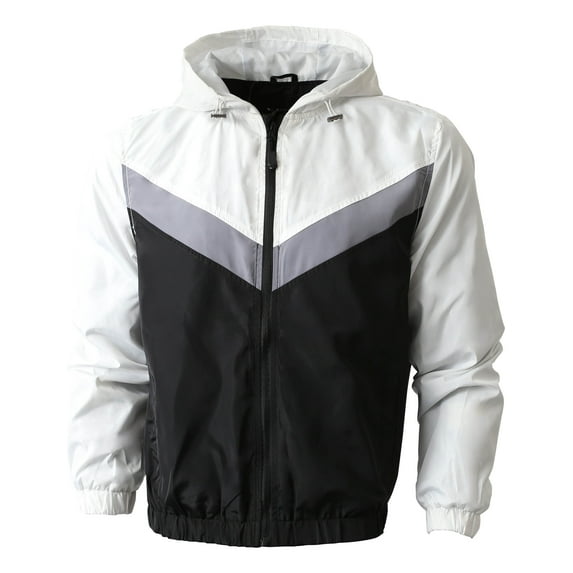 Ma Croix Mens Two Tone Hoodie Windbreaker Lightweight Slim Fit Quick Dry Outerwear Jacket