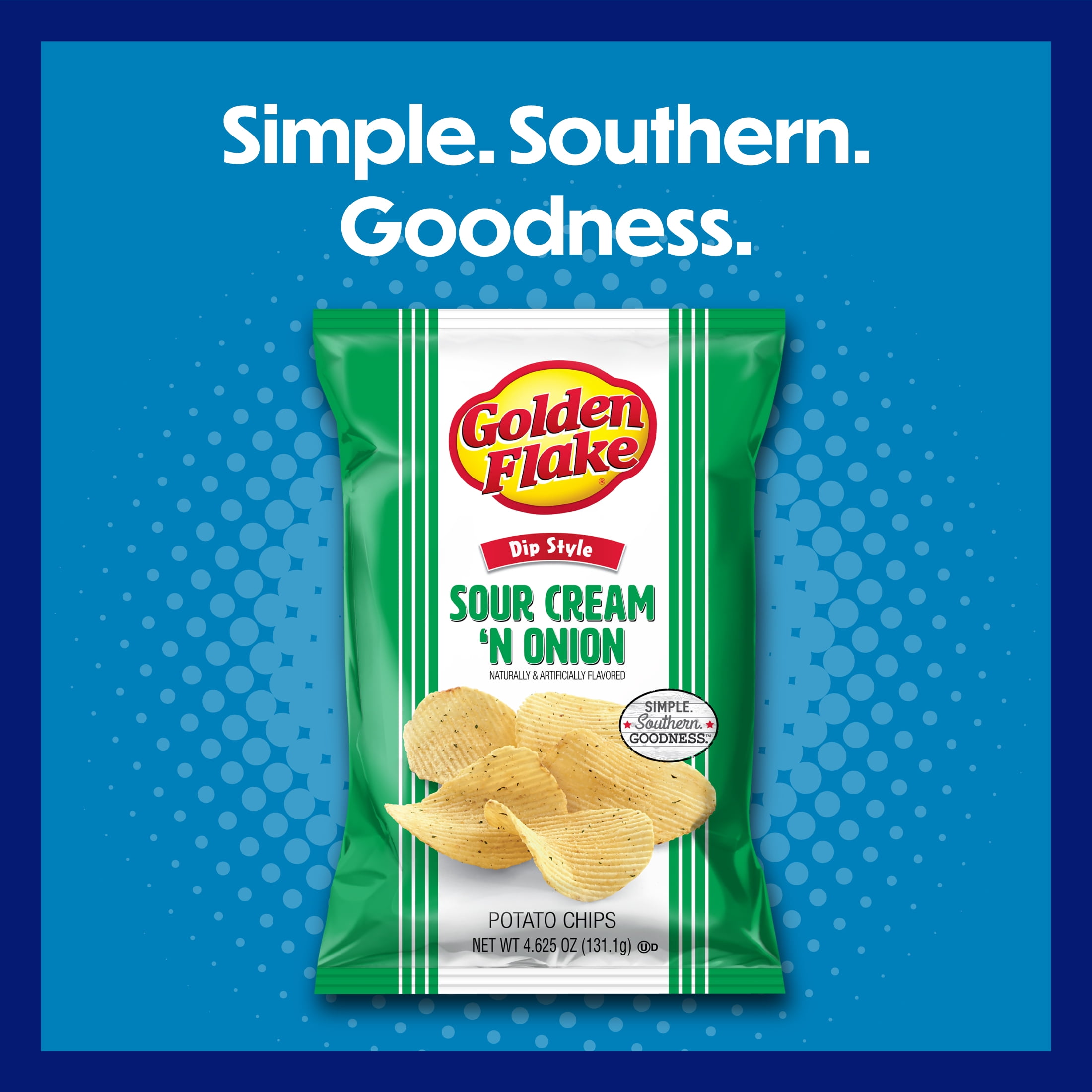 Golden Flake Sour Cream 'N Onion Dip Style Potato Chips, Gluten-Free, 4.625 oz Bag