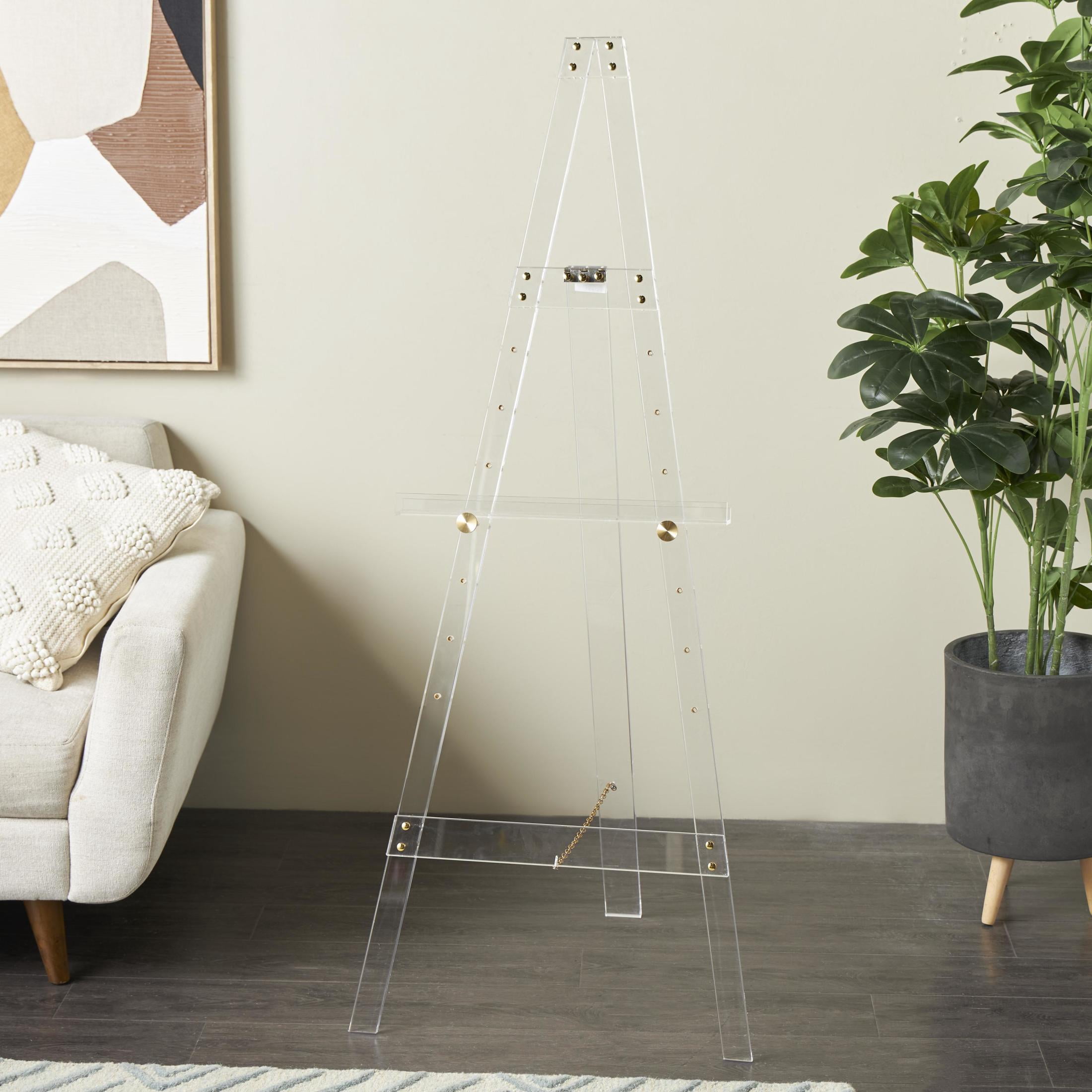DecMode 19" x 56" Clear Acrylic Plastic Tall Adjustable Floor 7 Tier Easel with Gold Metal Hardware, 1-Piece