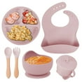 thumbnail image 1 of Children's complementary silicone plate baby complementary bowl smiley plate six-piece tableware set, 1 of 1