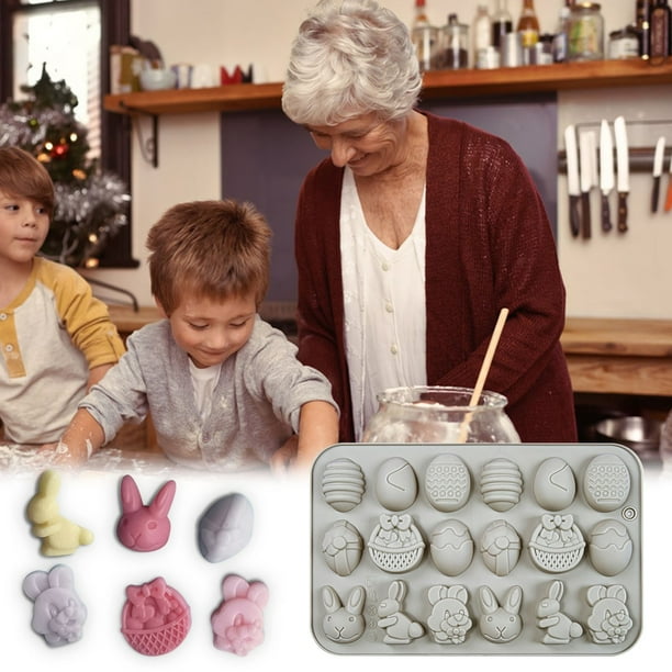 Molde para hornear conejos de 18 cavidades | Molde antiadherente para tarta de silicona de silicona de chocolate y forma flexible 3D para repostería y fabricación de chocolate durante las vacaciones