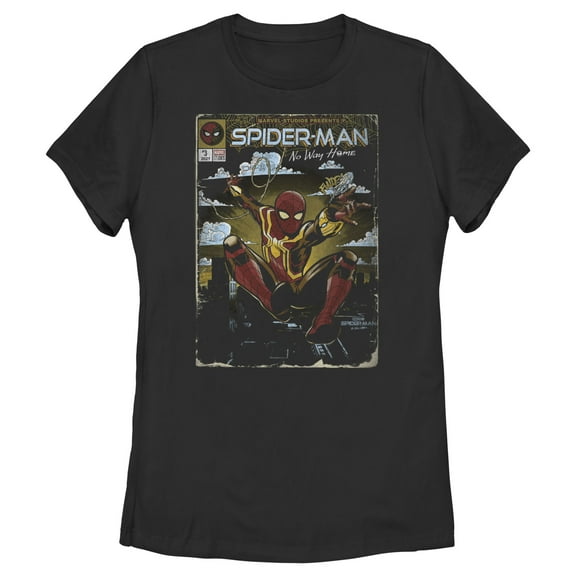 Women's Marvel Spider-Man: No Way Home Comic Book Cover Graphic Tee Black 2X Large
