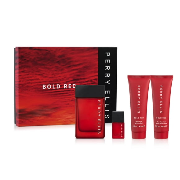 Set de regalo de perfume Perry Ellis Bold Red 100 ml EDT + 90 ml para después del afeitado