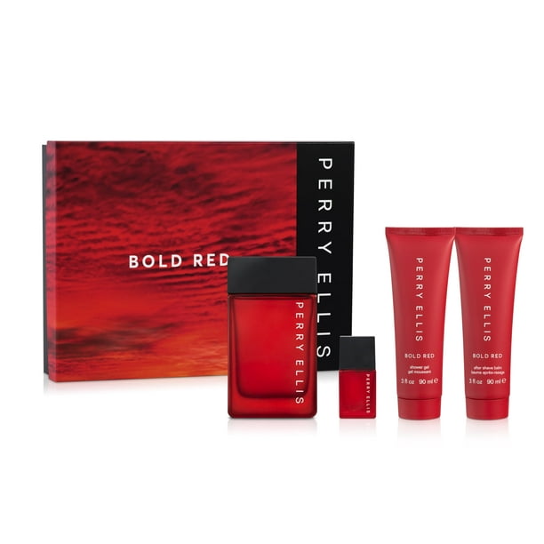 Set de regalo de perfume Perry Ellis Bold Red 100 ml EDT + 90 ml para después del afeitado