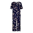 thumbnail image 5 of Dyegold Women's Capri Pajama Set Short Sleeve Shirt And Capri Pants Sleepwear Pjs Sets Soft Lounging Outfits With Pockets, 5 of 8
