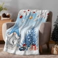 thumbnail image 2 of Blue Christmas Flannel Blanket for Bed,Travel and Camping, Dwarf Present Xmas Ball Snowflake Winter Super Soft Cozy Blanket for All Seasons 50"x80", 2 of 9