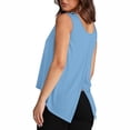 thumbnail image 5 of Jewelreauty Women Casual Tank Tops Summer Sleeveless Back Slit Loose Y2K Shirts Solid Color Basic Tee (2XL, Blue), 5 of 9
