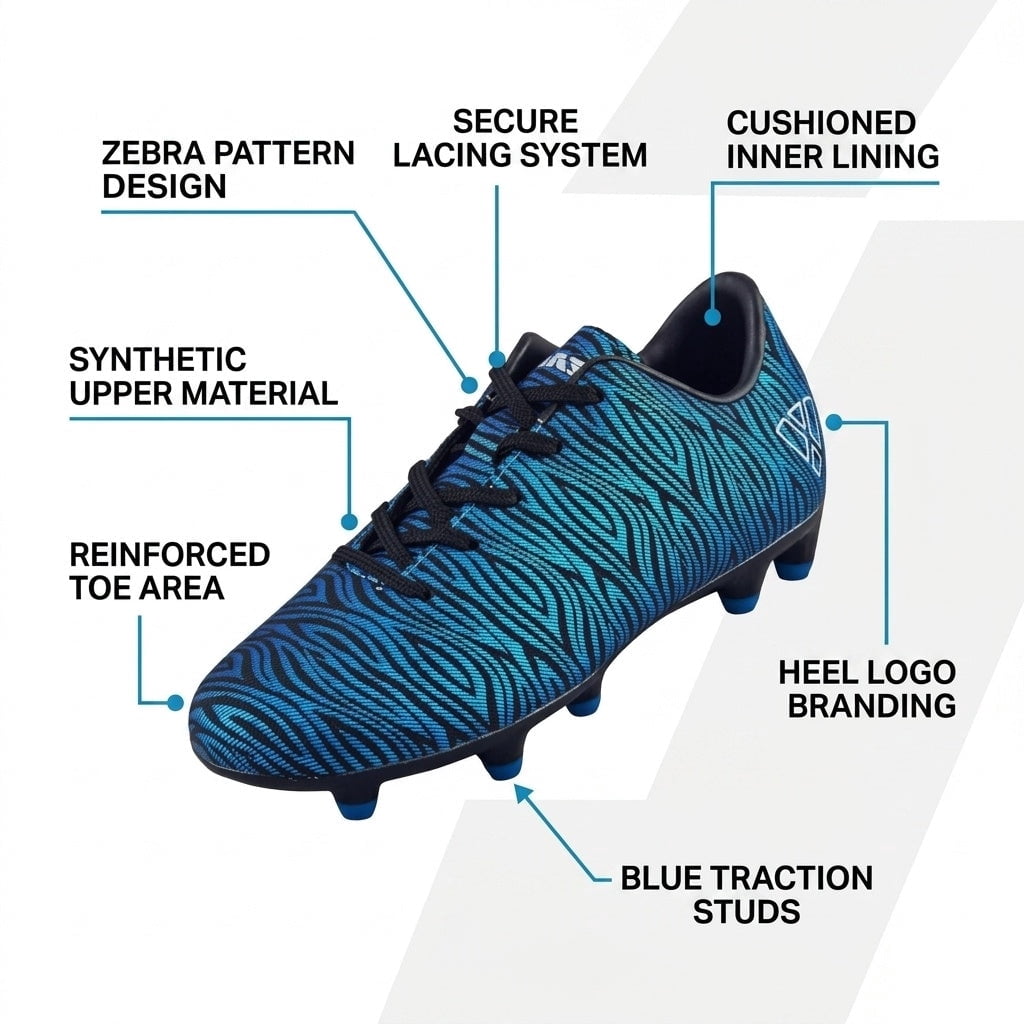 Vizari Kids Soccer Cleats for Boys Girls | Youth Firm Ground FG Athletic Outdoor Football Shoes for Toddlers, Little/Big Kid Blue/Black