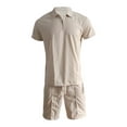 thumbnail image 5 of Biekopu Men Summer 2PCS Shorts Set, Short Sleeve Zipped Shirt with Elastic Waist Shorts Outfit, 5 of 6