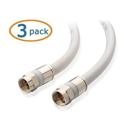 Cable Matters 3-Pack CL2 In-Wall Rated (CM) Quad Shielded Coaxial Cable (RG6 Cable / Coax Cable) in White 6 Feet - Available 1.5FT - 100FT in