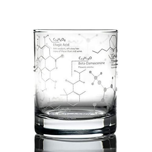 Greenline Goods Whiskey Glasses - 10 oz Tumbler Science of Whisky Glass - Etched with Whiskey Chemistry Molecules | Old Fashioned Rocks Glassware