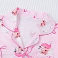 thumbnail image 5 of SwiftWear Women's Christmas Pajama Set Cute Santa Print Sleepwear & Loungewear Silk Button-Down Top with Shorts, Comfortable Fit Pjs Pink, 5 of 9