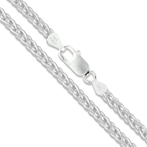 Sterling Silver Wheat Chain 3.4mm Solid 925 Italy Foxtail Spiga Necklace 16" Jewelry Female Unisex