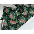 thumbnail image 2 of Tropical Bed Runner Set, Wild Jungle Vibes Tiger and Chameleon on Branches Exotic Greenery Leaves, Decorative Bedding Scarf & 2 Pillow Shams for Hotels Homes, Queen, Salmon Peacock Green, by Ambesonne, 2 of 3
