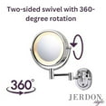 thumbnail image 6 of Jerdon Wall-Mounted Makeup Mirror with 5X Magnification - Chrome Makeup Mirror with LED Lights - Plug in - HL65C, 6 of 7