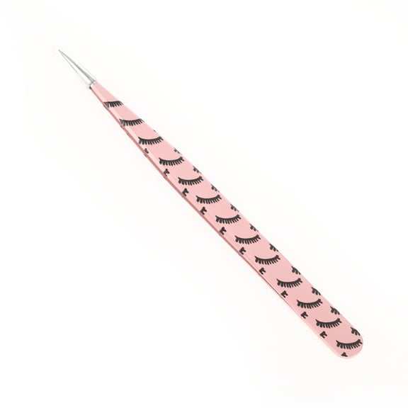 Unique Bargains 1 Pc Women Durable Lash Extension Tweezers for Beauty Parlor Pink Stainless Steel