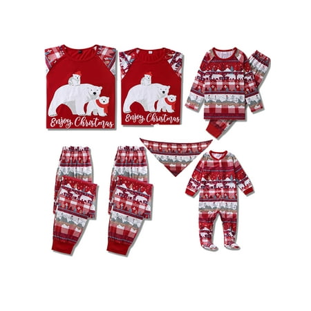 

Huakaishijie Christmas Pajamas for Family Bear Xmas Pjs Matching Sleepwear Sets Nightwear