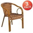thumbnail image 3 of Flash Furniture 3 Pack Cadiz Series Burning Brown Rattan Restaurant Patio Chair with Dark Red Bamboo-Aluminum Frame, 3 of 14