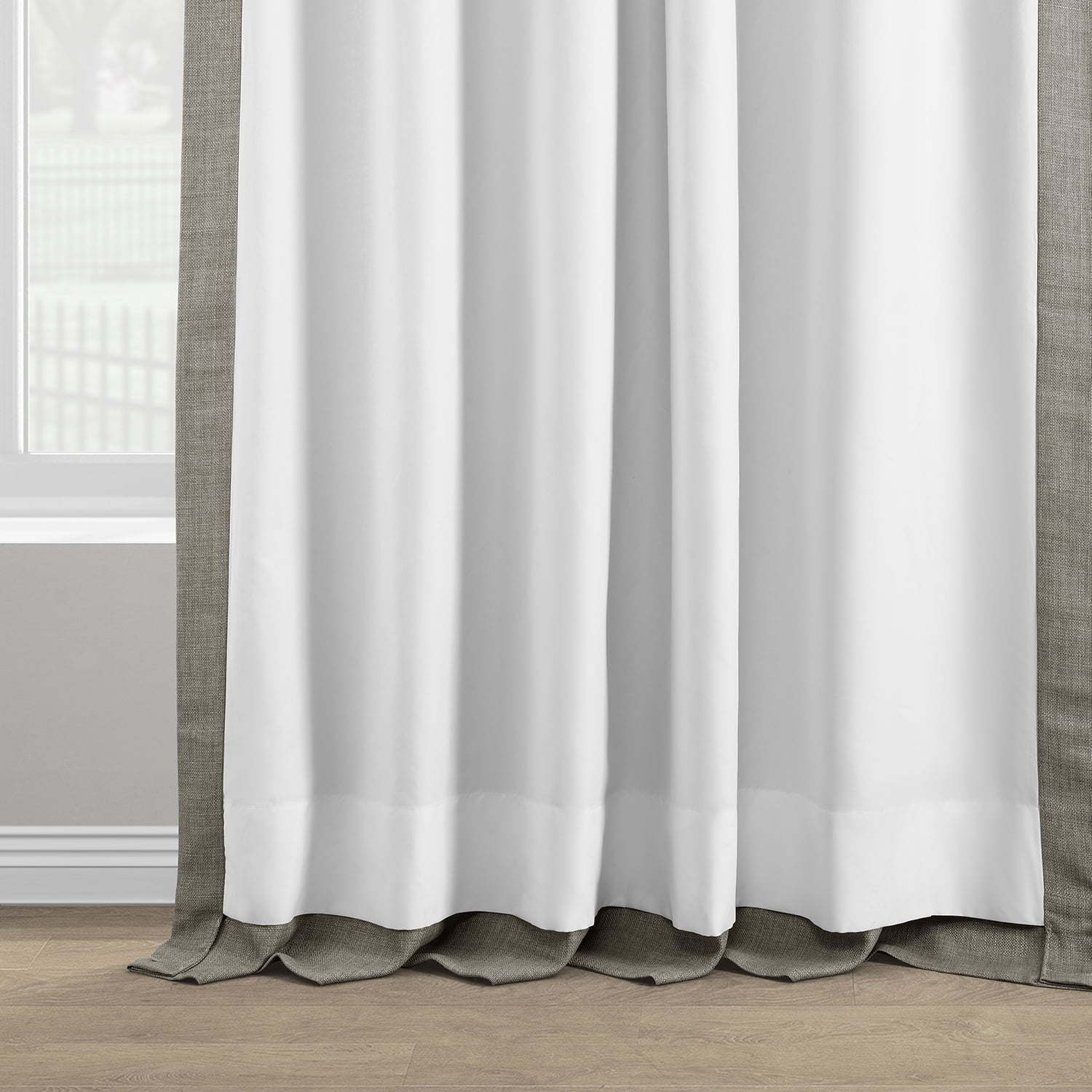 Half Price Drapes Fossil Grey Italian Faux Linen Room Darkening Curtains (1 Panel), 50W X 108L