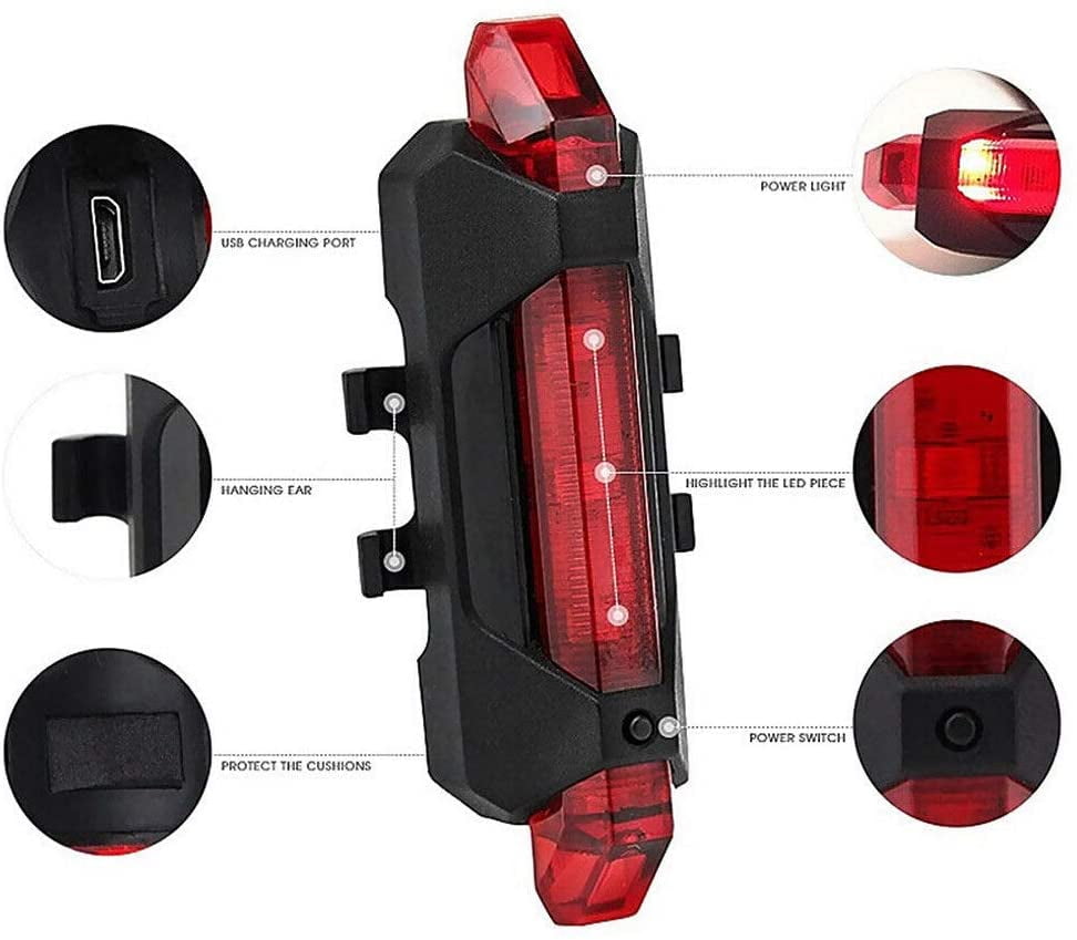 USB LED Fahrradbeleuchtung Fahrrad Licht Fahrad Scheinwerfer Fahrradlampe Sports 