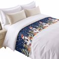 thumbnail image 2 of Bed Runner Scarf for Twin Size Bed, Blue Christmas Beds Scarf Throws for Foot of Bedding, Snowman Squirrel Cat Snowflakes Pine Tree Decorative Beds Runners for Bedroom Guestroom, 71"x20", 2 of 8