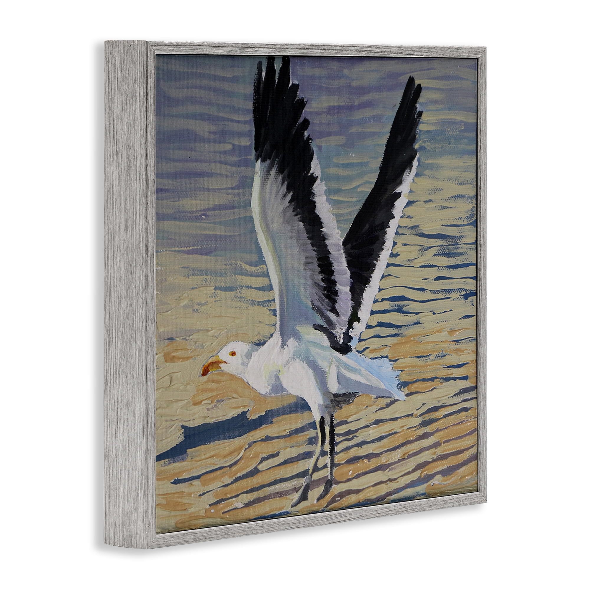 Stupell Industries Seagull Taking Flight Gray Framed Giclee Art, design by Violeta Vollmer