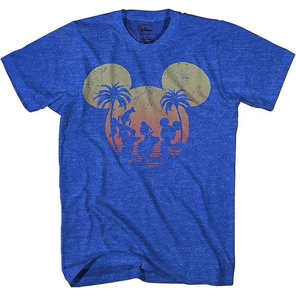 Disney Mickey Mouse Donald Duck Goofy Sunset Disneyland World Funny Mens Adult Graphic Tee T-Shirt (5XL, Premium Royal Blue Heather)