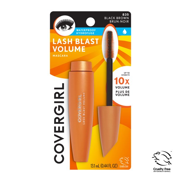 COVERGIRL Lash Volume Waterproof Mascara, 835 Black Brown, 0.44 oz, Mascara, Black Mascara, Mascara for Volume, Volume Mascara, Waterproof Mascara, Full Lashes, Hypoallergenic Mascara -