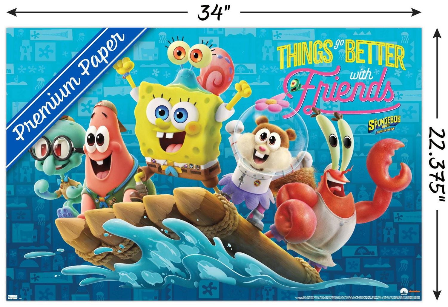 The SpongeBob Movie: Sponge On The Run - Friends Wall Poster with Push Pins, 14.725" x 22.375"