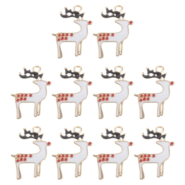 10 Uds. Colgantes esmaltados de Navidad, moda, ciervos navideños, pendientes DIY, accesorios de joyería, collar para niñas, pulsera, fabricación de joyas, dijes