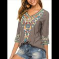 thumbnail image 2 of Blusas Mexicanas para Mujer, Camisas Bordadas, Ropa Hippie, Túnicas de Fiesta, Blusas Bohemias Campesinas de Talla Grande. Gris 4XL, 2 of 6