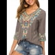 thumbnail image 2 of Blusas Mexicanas para Mujer, Camisas Bordadas, Ropa Hippie, Túnicas de Fiesta, Blusas Bohemias Campesinas de Talla Grande. Gris XXL, 2 of 6