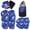 Dinosaur-blue/Black, variant on 6Pcs Kids Elbow Knee Gloves Safety Protective Roller Skate Cycling Bike Gear - Traffic-Red/Black-L/XL