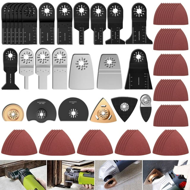 100pcs Oscillating Saw Blades High Carbon Steel Multitool Blades Quick Release Oscillating Saw Blades Fast Cut Down Swing Blades Kit for Wood Plastic Metal