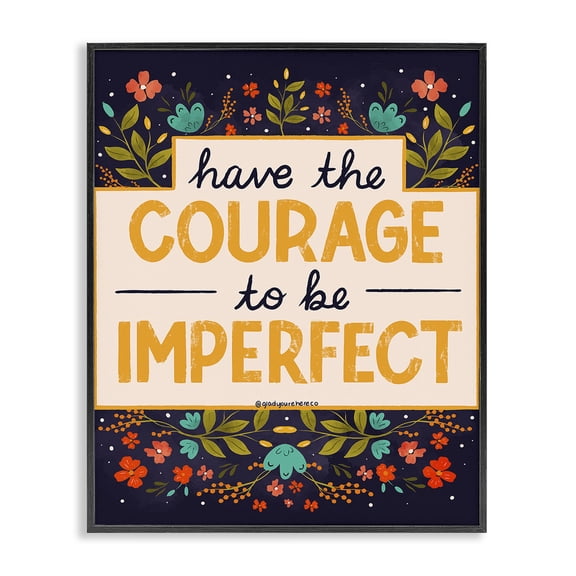 Stupell Industries Bohemian Courage To Be Imperfect Black Framed Giclee Art, 11 x 14, by Glad You're Here Co.