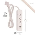 thumbnail image 3 of Designer Series 6-ft 3-Outlet Rose Quartz USB Surge Protector Power Strip, 3 of 9