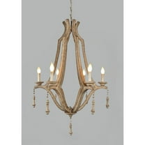 Carol Cast Iron and Solid Wood Pendant in Natural Finish