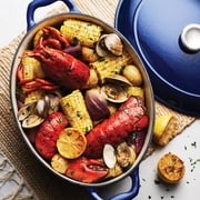 Tramontina Bestow 7-Quart Enameled Cast Iron Oval Dutch Oven with Lid, Gradated Cobalt, Oven-Safe