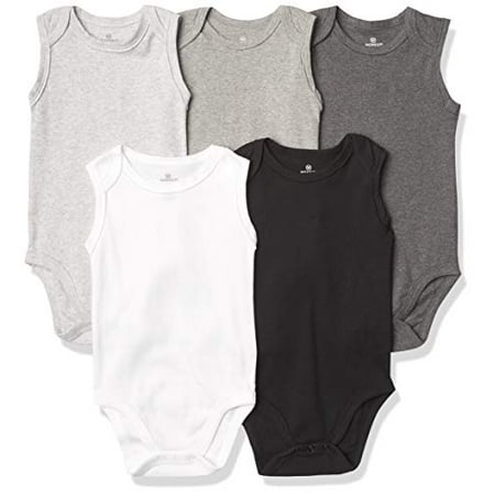 Baby Organic Cotton Sleeveless Bodysuit Multi-Pack, 5-Pack Gray