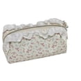 thumbnail image 2 of Sweet Lace Floral Cosmetic Bag, Cottagecore Ruffle Lace Makeup Pouch, Portable Large Capacity Travel Toiletry & Stationery Storage Bag(White), 2 of 6