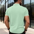 thumbnail image 4 of ENCCRWIN Men's Casual Short Sleeve Golf Polo Shirts Solid Cotton with Pocket for Golf Course Outdoor Sports Summer Breathable,Light Green 2XL, 4 of 5
