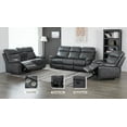 thumbnail image 3 of Hybition 3-Piece Reclining Sofa Set Modern PU Leather Living Room Set - Gray, 3 of 9