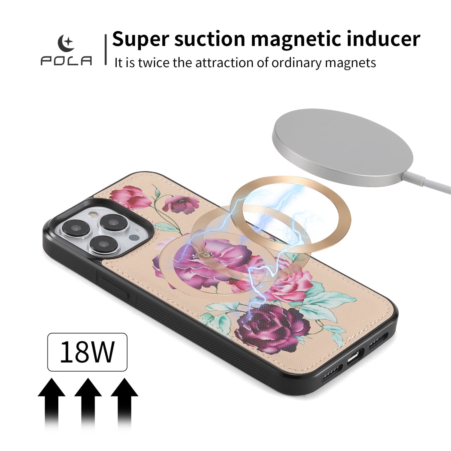 SaniMore Magnetic Detachable Wallet Case for iPhone 13 Pro Max, Flower Pattern RFID Blocking Cover Support Wireless Charging Card Slot Shoulder & Wrist Strap 360° Full Protective Shell, Yellow
