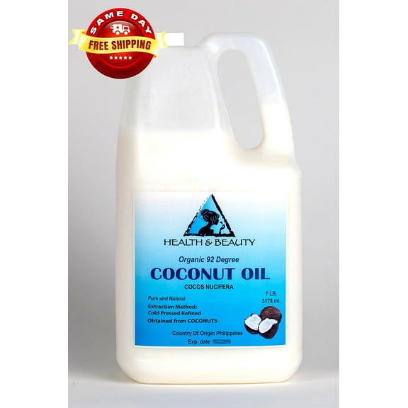 COCONUT OIL 92 DEGREE ORGANIC CARRIER REFINED COLD PRESSED 100% PURE 7 LB