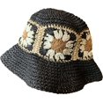 thumbnail image 5 of CoCopeaunts Women Straw Bucket Hat Flowers Pure Hand-Woven Crochet Fisherman Hat Beach Summer Breathable Hollow Bucket Cap, 5 of 8
