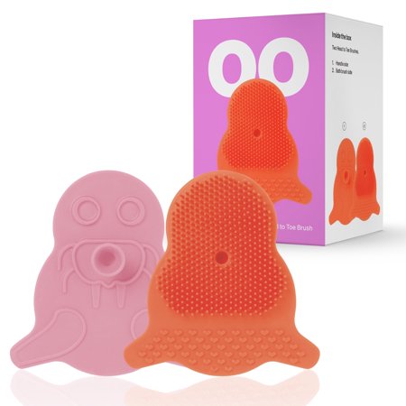 LoveNoobs Baby Cradle Cap Brush Silicone Baby Scalp Brush Skin Scrubber Bath Brush Pink and Red 2 Pieces